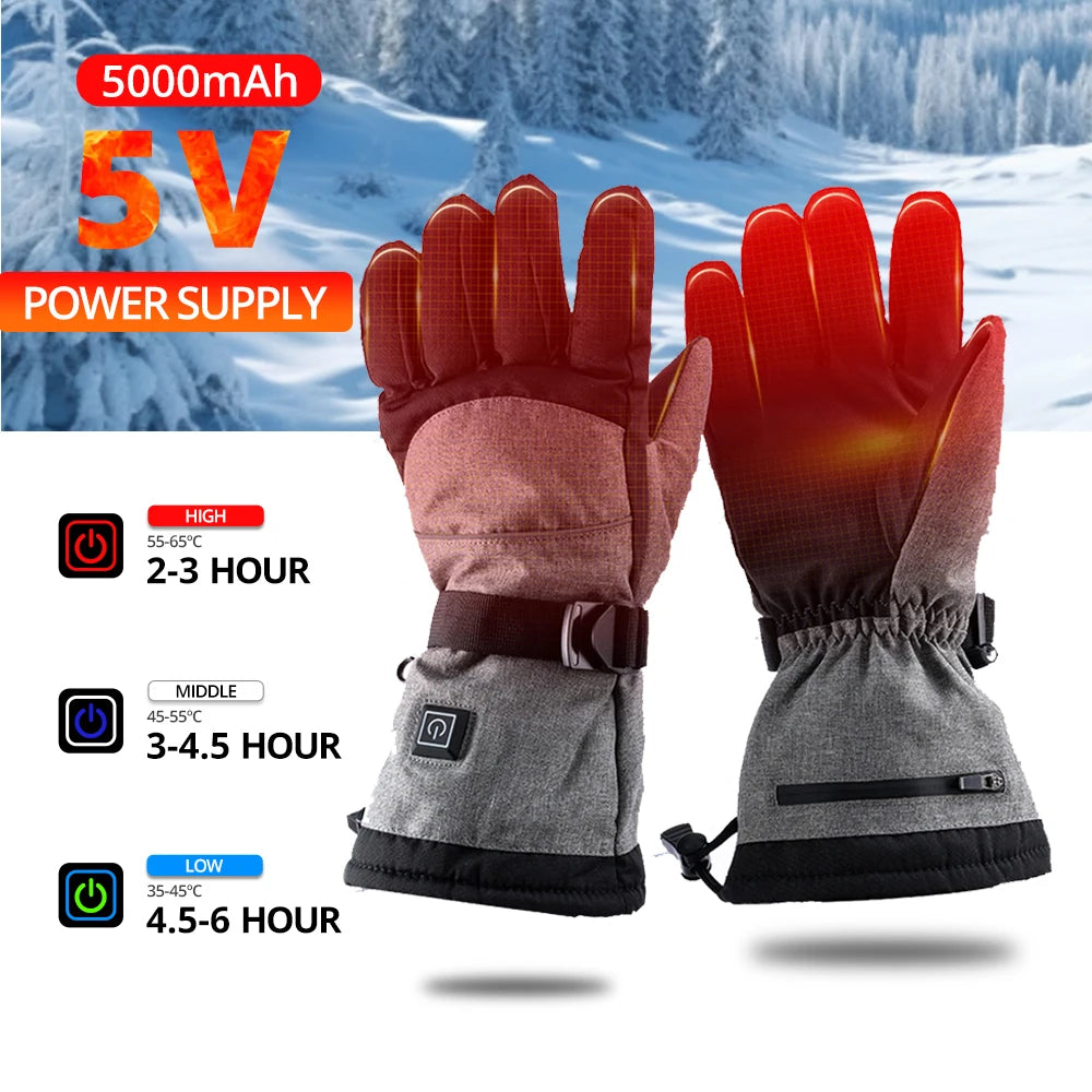 Winter Motorcycle Heated Gloves Heated Gloves Eletric Thermal Heat Gloves Warm Waterproof Rechargeable Heating Thermal Gloves