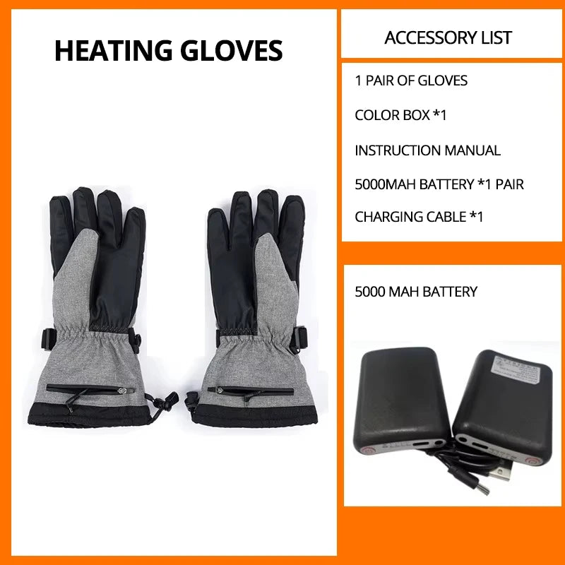 Winter Motorcycle Heated Gloves Heated Gloves Eletric Thermal Heat Gloves Warm Waterproof Rechargeable Heating Thermal Gloves